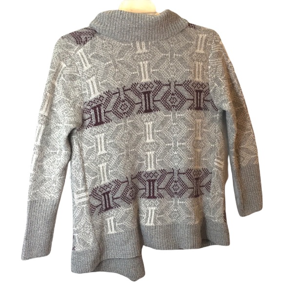 Elodie Mohair Blend Geometric Tribal Pattern Open Cardigan Sweater - Picture 2 of 11